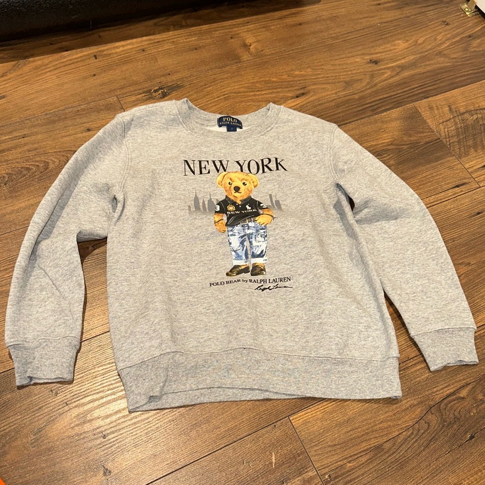 Limited Edition Ralph Lauren NY Polo Bear Gray Crewneck Sweater work 1x for pics